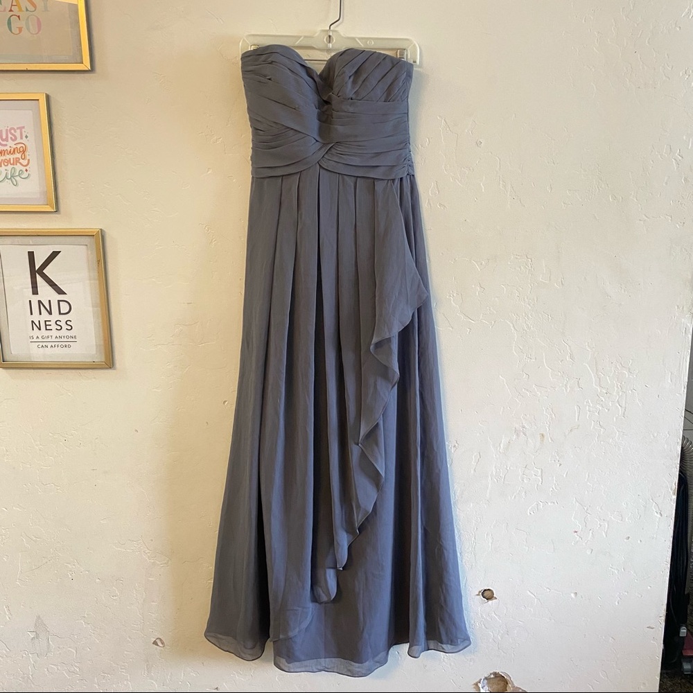David’s Bridal Gray Strapless Maxi Formal Dress Size 2